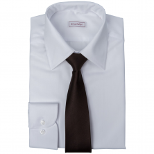Bílá košile SmartMen a hnědá jednobarevná kravata