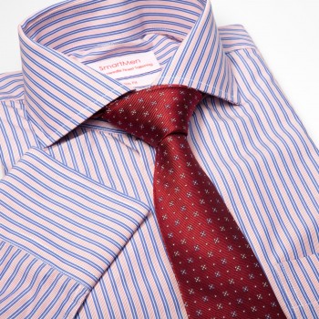 Kombinace červená kravata a proužkovaná košile SmartMen
