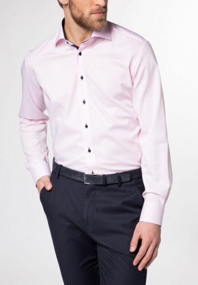 Růžová košile pánská ETERNA Modern Fit s barevným kontrastem smart casual