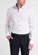 Pánská košile business casual styl bílá barva s modrým kontrastem ETERNA slim fit non iron bavlna