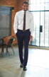 Pánské Slim fit elegantní kalhoty Cassino Brook Taverner - Běžná délka 80 cm