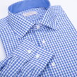 SmartMen pánská košile modrá kostka s kontrastem - Casual Slim fit
