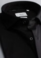 1863 BY ETERNA Jersey luxusní pletená pánská košile černá Modern Fit super soft Easy Care