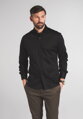 1863 BY ETERNA Jersey luxusní pletená pánská košile černá Modern Fit super soft Easy Care