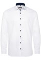 Pánská košile ETERNA Modern Fit Royal Oxford bílá s modrým kontrastem Non Iron prodloužený rukáv