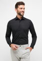 ETERNA Slim Fit černá košile pánská dlouhý rukáv Popelín Non Iron