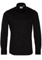 1863 BY ETERNA Jersey luxusní pletená pánská košile černá Slim Fit super soft Easy Care