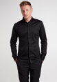 1863 BY ETERNA Jersey luxusní pletená pánská košile černá Slim Fit super soft Easy Care