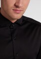 1863 BY ETERNA Jersey luxusní pletená pánská košile černá Slim Fit super soft Easy Care