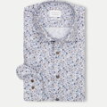 ETERNA Slim fit košile květinový motiv hnědo modrá Non Iron