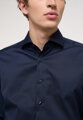ETERNA Slim Fit půlnoční modrá neprůhledná košile dlouhý rukáv Non Iron Cover