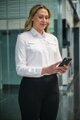 Pilotka košile dámská dlouhý rukáv Messina slim fit bílá bavlna Non Iron