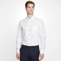 Pánská bílá nežehlivá košile s kontrastem Regular fit s dlouhým rukávem Seidensticker