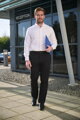 Pánské elastické Chino Leo Slim fit Brook Taverner - Běžná délka 80 cm