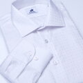 SmartMen bílá košile pánská s decentním vzorem kára moderní límec Slim fit