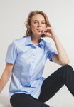 Dámská moderní neprůhledná bavlněná modrá košile NON IRON s krátkým rukávem ETERNA