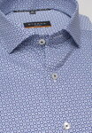Pánská modrá vzorovaná elastická košile s dlouhým rukávem ETERNA Slim Fit Easy Iron