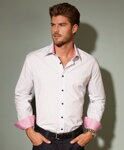 Pánská smart košile tečkovaná s kontrastem dlouhý rukáv popelín