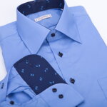 SmartMen pánská košile modrý oceán s delfíny střih Slim fit