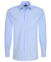 Jednobarevná modrá košile ETERNA Modern fit dlouhý rukáv 100% bavlna popelín non iron