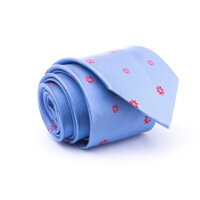 Světle modrá hedvábná kravata se vzorem SmartMen
