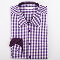Pánská košile fialová kostka - Casual SmartMen