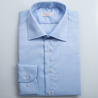 Modrá pánská košile se vzorem rybí kostry Herringbone k oblekům a kravatám