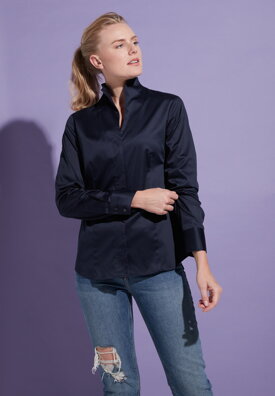 Elegantní dámská tmavě modrá halenka ETERNA  95% bavlna 5% elastan easy iron