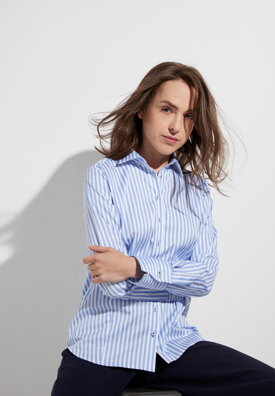 Dámská pruhovaná stretch košile s dlouhým rukávem ETERNA 69% bavlna 27% polyamid 4% elastan 
