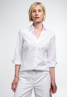 Dámská žakárová bílá košile s 3/4 rukávem ETERNA 100% bavlna easy iron