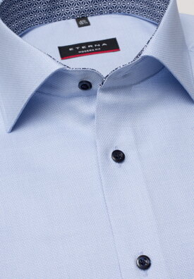 ETERNA Modern Fit pánská košile světle modrá se strukturou & modrým kontrastem Non Iron
