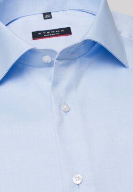 ETERNA Modern Fit modrá neprůsvitná košile dlouhý rukáv Rypsový kepr