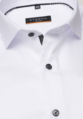 ETERNA Slim Fit pánská košile bílá neprosvítající s tmavým kontrastem Non iron Cover