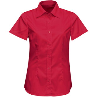 Firemní halenka dámská červená krátký rukáv 100 % bavlna s úpravou pro snadné žehlení