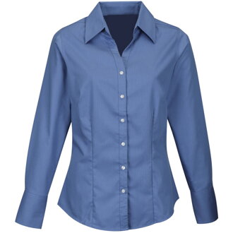Pracovní košile dámská modrá dlouhý rukáv 100 % bavlna s úpravou pro snadné žehlení