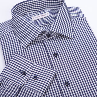 SmartMen pánská košile modrá kostka Smart Casual střih Slim fit