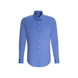 Pánská modrá nežehlivá Slim fit košile s dlouhým rukávem Seidensticker