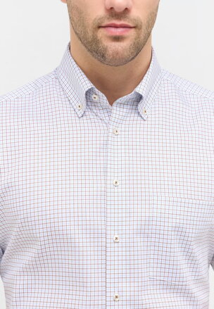 ETERNA Modern fit károvaná košile hnědo modrá Button-down Non iron