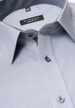 Pánská košile ETERNA Comfort Fit šedá s kontrastem Business Casual Non Iron