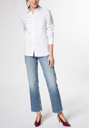 Dámská volná košilová halenka dlouhý rukáv ETERNA Modern Classic stretch bavlna Easy Iron bílá
