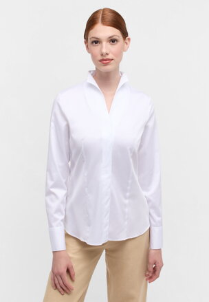 Elegantní dámská bílá halenka ETERNA kalichový límec easy iron