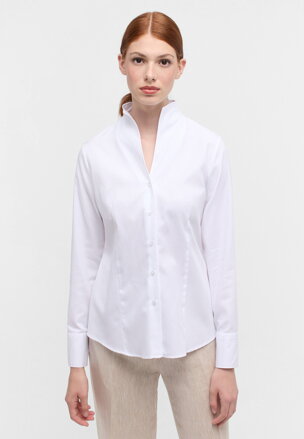 Dámská žakárová bílá košile límec kalich ETERNA Regular 100% bavlna easy iron