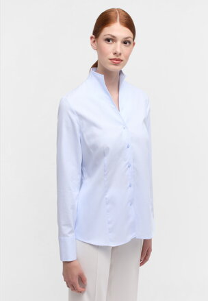 Dámská modrá žakárová košile límec kalich ETERNA Regular 100% bavlna easy iron