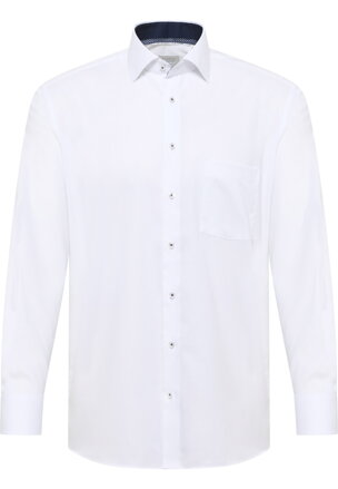 Bílá keprová pánská košile ETERNA Modern fit Non iron s kontrastem - prodloužená