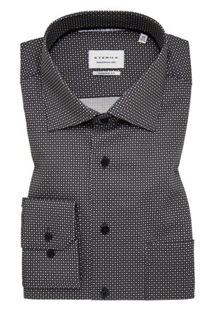 Antracitová bavlněná pánská košile ETERNA Modern fit s potiskem