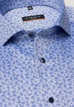 Pánská košile ETERNA Modern Fit světle modrá se vzorem Easy Iron