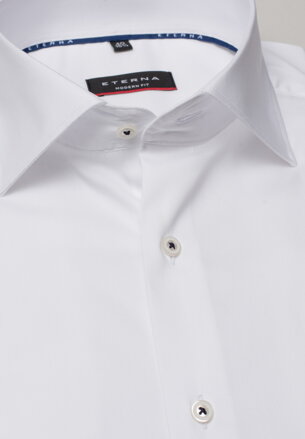 Pánská bílá elegantní košile s dlouhým rukávem ETERNA Modern Fit 70% Lyocell 26% Polyamid 4% Elastan Easy Iron