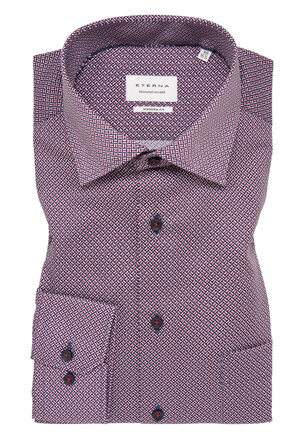 ETERNA Modern fit červená károvaná košile s potiskem Non Iron