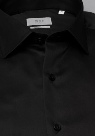 Pánská černá košile ETERNA Modern Fit Rypsový kepr Non Iron 100% bavlna 