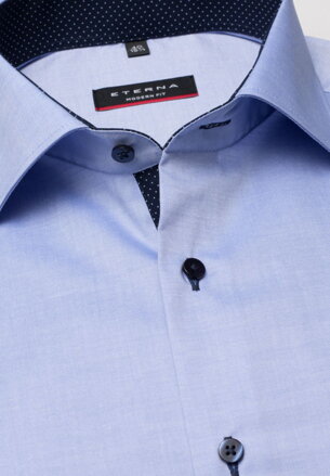 Pánská košile ETERNA Modern Fit Royal Oxford modrá s navy kontrastem Non Iron prodloužený rukáv